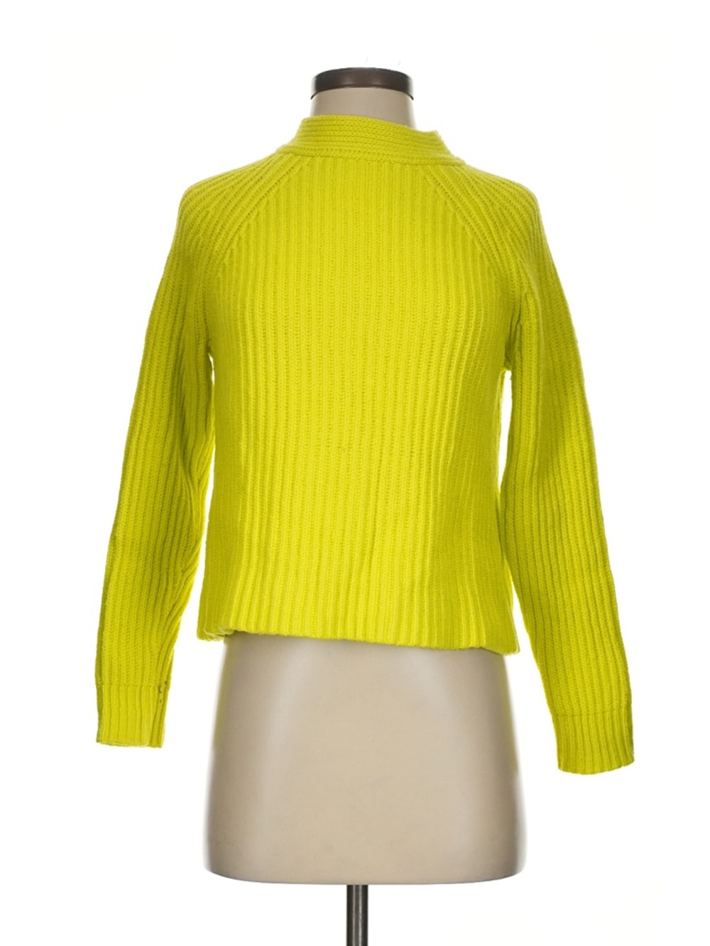 Banana Republic Women's Thick Chunky High Crew Neck Sweater Neon Yellow LP
